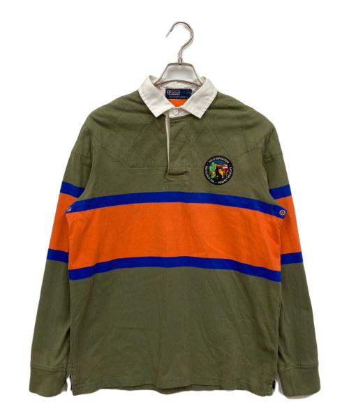 POLO RALPH LAUREN（ポロ・ラルフローレン）POLO RALPH LAUREN (ポロ・ラルフローレン) CLASSIC FIT STRIPE JERSEY オレンジ×グリーン サイズ:Mの古着・服飾アイテム