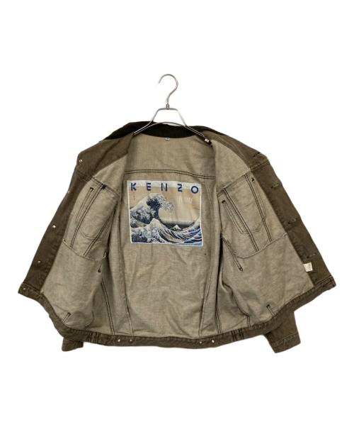 KENZO JEANS（ケンゾージーンズ）KENZO JEANS (ケンゾージーンズ) 葛飾北斎 富嶽三十六景デニムジャケット グレー サイズ:Freeの古着・服飾アイテム