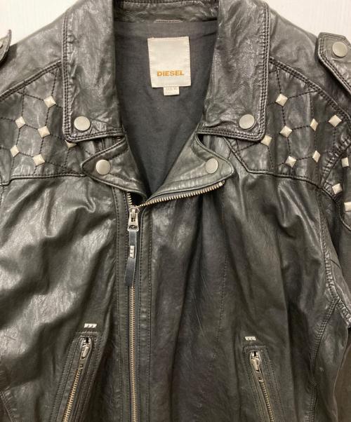 DIESEL（ディーゼル）DIESEL (ディーゼル) スタッズライダースジャケット ブラック サイズ:XLの古着・服飾アイテム