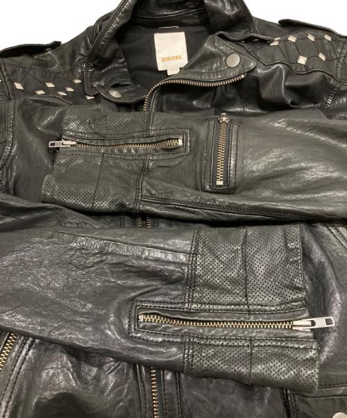 DIESEL（ディーゼル）DIESEL (ディーゼル) スタッズライダースジャケット ブラック サイズ:XLの古着・服飾アイテム