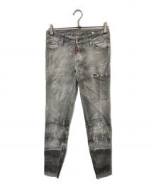 DSQUARED2（ディースクエアード）の古着「クラッシュ ブリーチスキニー ジーンズ」｜グレー
