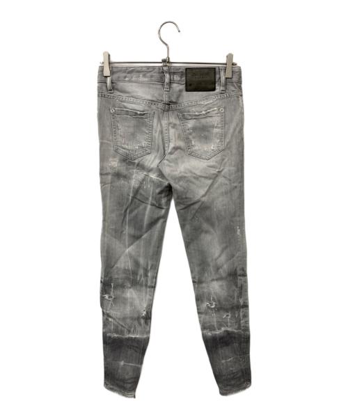 DSQUARED2（ディースクエアード）DSQUARED2 (ディースクエアード) クラッシュ ブリーチスキニー ジーンズ グレー サイズ:36の古着・服飾アイテム