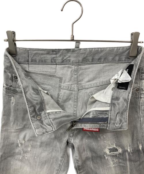 DSQUARED2（ディースクエアード）DSQUARED2 (ディースクエアード) クラッシュ ブリーチスキニー ジーンズ グレー サイズ:36の古着・服飾アイテム
