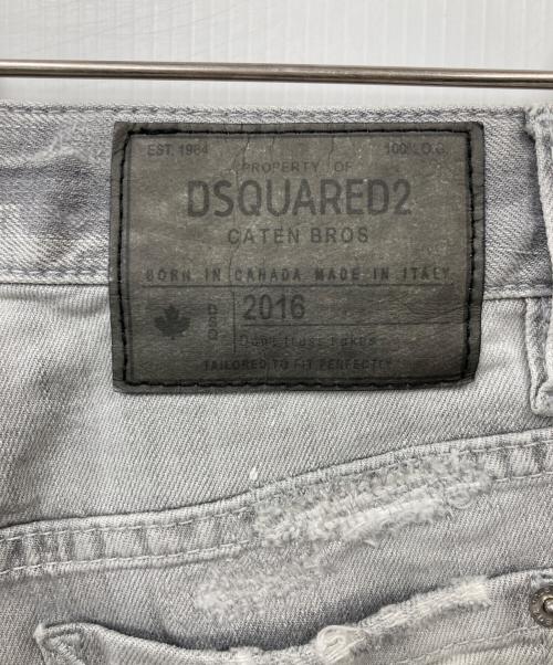 DSQUARED2（ディースクエアード）DSQUARED2 (ディースクエアード) クラッシュ ブリーチスキニー ジーンズ グレー サイズ:36の古着・服飾アイテム