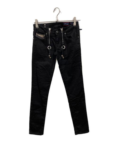 DIESEL（ディーゼル）DIESEL (ディーゼル) スカルデニムパンツ ブラック サイズ:W25の古着・服飾アイテム