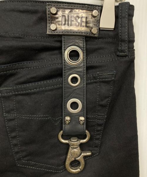 DIESEL（ディーゼル）DIESEL (ディーゼル) スカルデニムパンツ ブラック サイズ:W25の古着・服飾アイテム