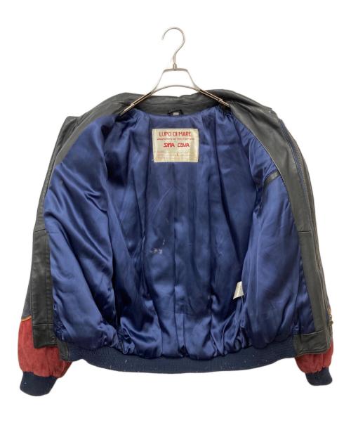 LUPO DI MARE SINA COVA（ルポ ディ マーレ シナコバ）LUPO DI MARE SINA COVA (ルポ ディ マーレ シナコバ) レザーブルゾン ネイビー サイズ:Lの古着・服飾アイテム
