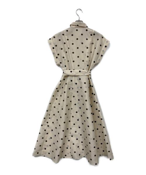 Loulou Willoughby（ルルウィルビー）Loulou Willoughby (ルルウィルビー) オーガンドットウエストリボンワンピース ベージュ サイズ:1の古着・服飾アイテム