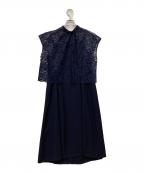 23区ニジュウサンク）の古着「【APPLAUDIR】レースコンビ ドレス」｜ネイビー