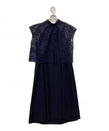 23区（ニジュウサンク）の古着「【APPLAUDIR】レースコンビ ドレス」｜ネイビー
