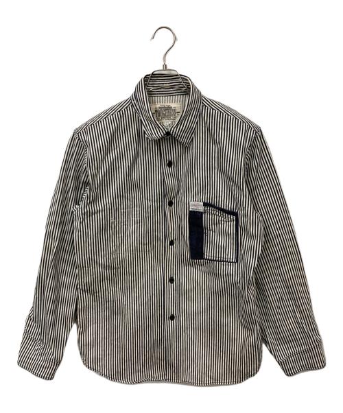 toughness（タフネス）toughness (タフネス) ヒッコリーカバーオール ブルー サイズ:XLの古着・服飾アイテム