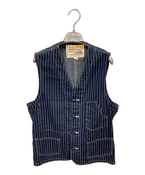 SUGAR CANE（シュガーケーン）SUGAR CANE (シュガーケーン) ウォバッシュストライプ・エンジニアベスト ネイビー サイズ:40の古着・服飾アイテム