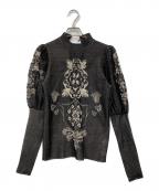 Ameriアメリ）の古着「UND FLORAL KNIT JACQUARD TOP」｜ブラック