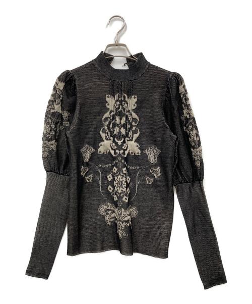 Ameri（アメリ）Ameri (アメリ) UND FLORAL KNIT JACQUARD TOP ブラック サイズ:Fの古着・服飾アイテム