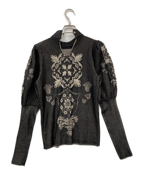 Ameri（アメリ）Ameri (アメリ) UND FLORAL KNIT JACQUARD TOP ブラック サイズ:Fの古着・服飾アイテム