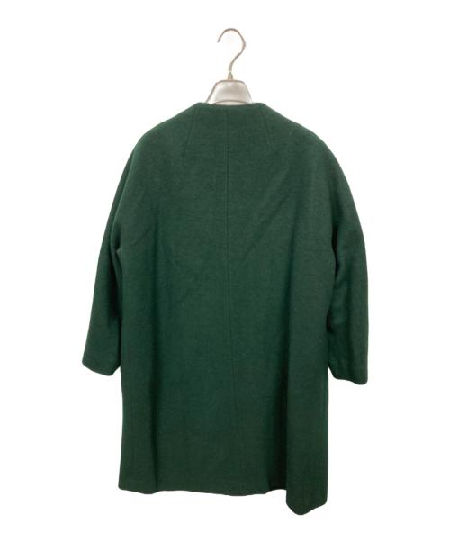 Le minor（ルミノア）Le minor (ルミノア) ウールリングソフト圧縮 ノーカラーダブルブレストコート グリーン サイズ:38 未使用品の古着・服飾アイテム