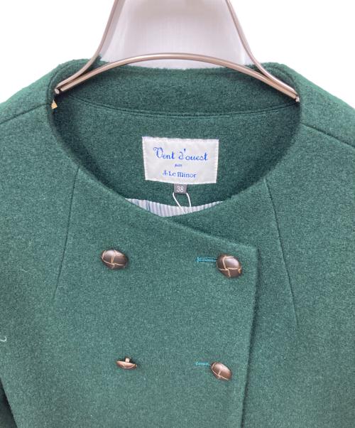 Le minor（ルミノア）Le minor (ルミノア) ウールリングソフト圧縮 ノーカラーダブルブレストコート グリーン サイズ:38 未使用品の古着・服飾アイテム