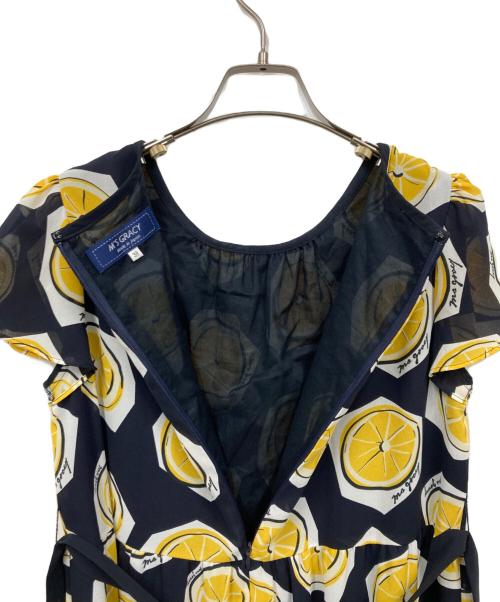 M'S GRACY（エムズグレイシー）M'S GRACY (エムズグレイシー) レモン柄ワンピース ブラック サイズ:Mの古着・服飾アイテム