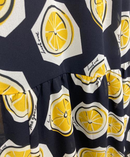 M'S GRACY（エムズグレイシー）M'S GRACY (エムズグレイシー) レモン柄ワンピース ブラック サイズ:Mの古着・服飾アイテム