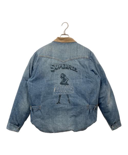RockyMountainFeatherBed（ロッキーマウンテンフェザーベッド）RockyMountainFeatherBed Hysteric Glamour (ヒステリックグラマー) SUPER FUZZ刺繍 RUNCH DENIM DOWN JACKET　02233AB01 ブルー サイズ:SIZE 42の古着・服飾アイテム