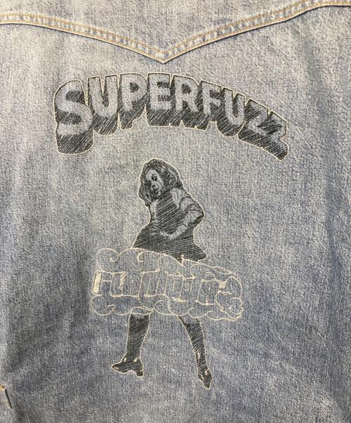 RockyMountainFeatherBed（ロッキーマウンテンフェザーベッド）RockyMountainFeatherBed Hysteric Glamour (ヒステリックグラマー) SUPER FUZZ刺繍 RUNCH DENIM DOWN JACKET　02233AB01 ブルー サイズ:SIZE 42の古着・服飾アイテム