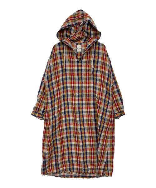 45R（フォーティファイブ・アール）45R (フォーティファイブ・アール) インドリネンマドラスのセーラードレス レッド サイズ:表記なしの古着・服飾アイテム