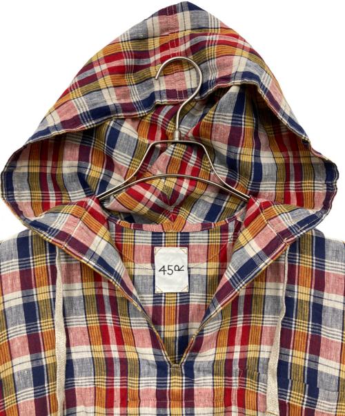 45R（フォーティファイブ・アール）45R (フォーティファイブ・アール) インドリネンマドラスのセーラードレス レッド サイズ:表記なしの古着・服飾アイテム