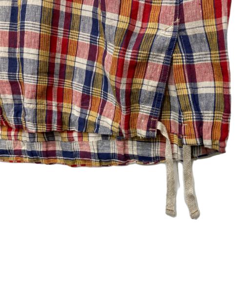 45R（フォーティファイブ・アール）45R (フォーティファイブ・アール) インドリネンマドラスのセーラードレス レッド サイズ:表記なしの古着・服飾アイテム