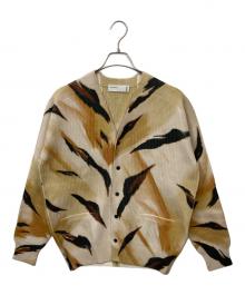 TOGA（トーガ）の古着「プリントニットカーディガン」｜ベージュ