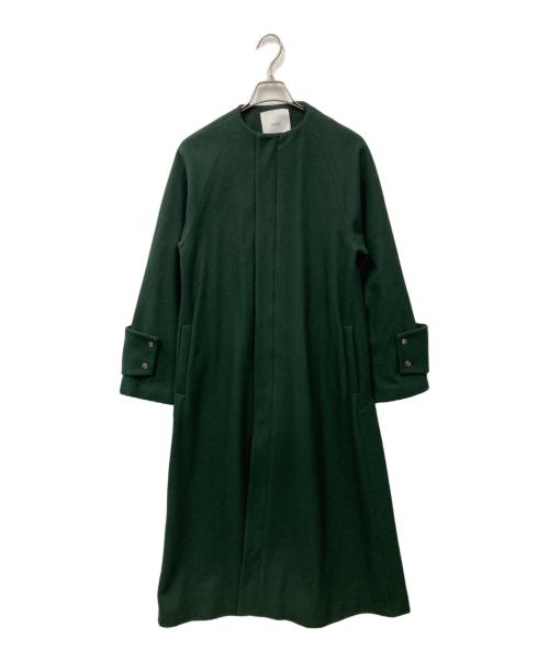 UN3D.（アンスリード）UN3D. (アンスリード) ノーカラーマキシウールコート グリーン サイズ:38の古着・服飾アイテム