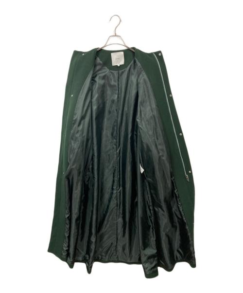 UN3D.（アンスリード）UN3D. (アンスリード) ノーカラーマキシウールコート グリーン サイズ:38の古着・服飾アイテム