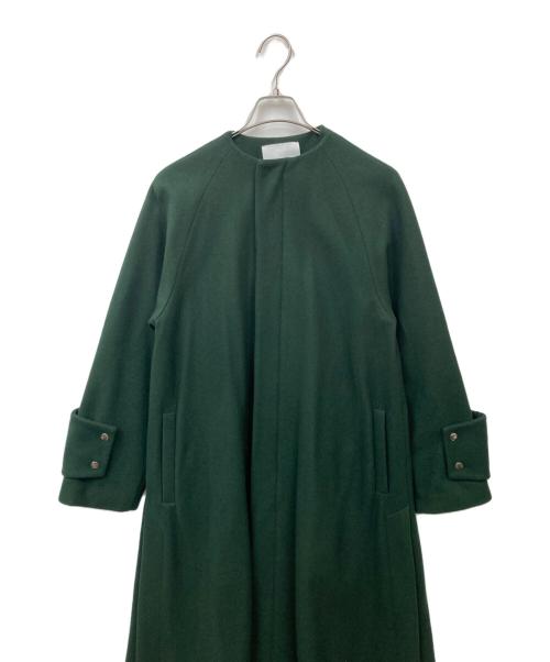 UN3D.（アンスリード）UN3D. (アンスリード) ノーカラーマキシウールコート グリーン サイズ:38の古着・服飾アイテム
