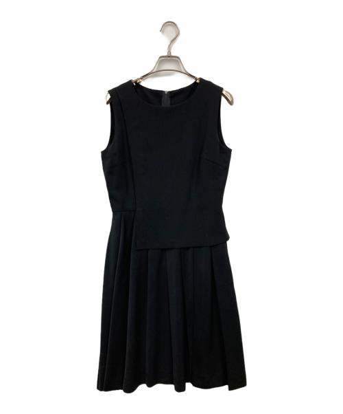 FOXEY NEWYORK（フォクシーニューヨーク）FOXEY NEWYORK (フォクシーニューヨーク) ノースリーブワンピース ブラック サイズ:40の古着・服飾アイテム