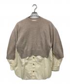 ENFOLDエンフォルド）の古着「メリノウール ニット × シャツプルオーバー」｜ベージュ