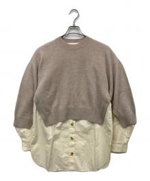 ENFOLD（エンフォルド）の古着「メリノウール ニット × シャツプルオーバー」｜ベージュ