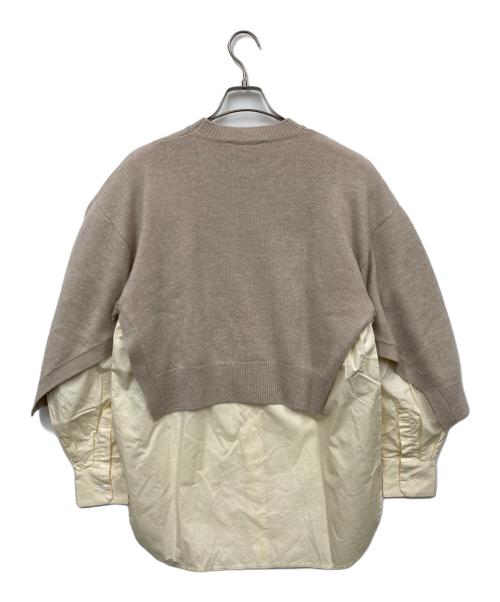 ENFOLD（エンフォルド）ENFOLD (エンフォルド) メリノウール ニット × シャツプルオーバー ベージュ サイズ:Mの古着・服飾アイテム