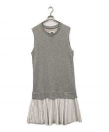 MM6 Maison Margiela（エムエムシックスメゾンマルジェラ）の古着「ドッキングノースリーブワンピース」｜グレー