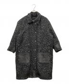 DIESELディーゼル）の古着「レオパード柄 ジャガードウールコート」｜グレー