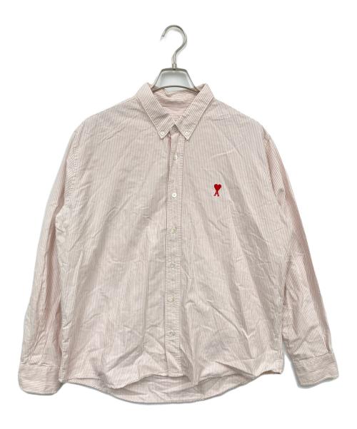 AMI Alexandre Mattiussi（アミアレクサンドルマテュッシ）AMI Alexandre Mattiussi (アミアレクサンドルマテュッシ) ストライプシャツ ピンク サイズ:43の古着・服飾アイテム