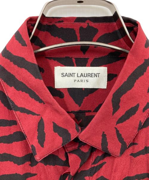 Saint Laurent Paris（サンローランパリ）Saint Laurent Paris (サンローランパリ) ゼブラ総柄シルクシャツ レッド サイズ:36の古着・服飾アイテム