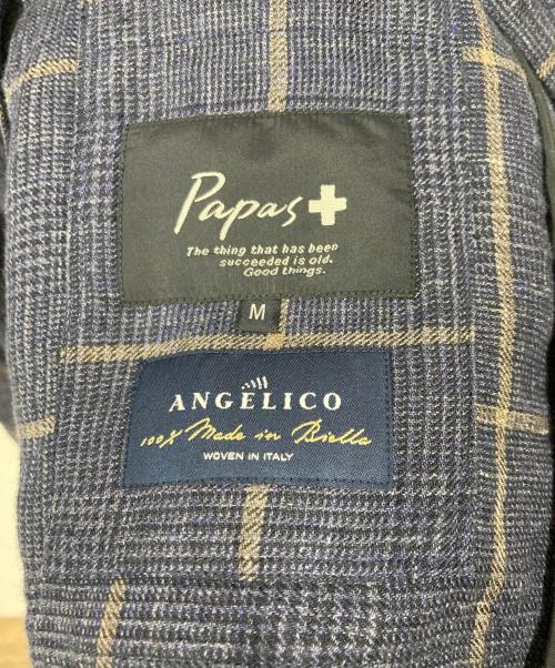 PAPAS PLUS（パパスプラス）PAPAS PLUS (パパスプラス) リネンジャケット ネイビー サイズ:Mの古着・服飾アイテム