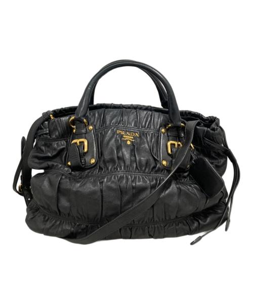 PRADA（プラダ）PRADA (プラダ) nappa gaufreハンドバッグ ブラックの古着・服飾アイテム