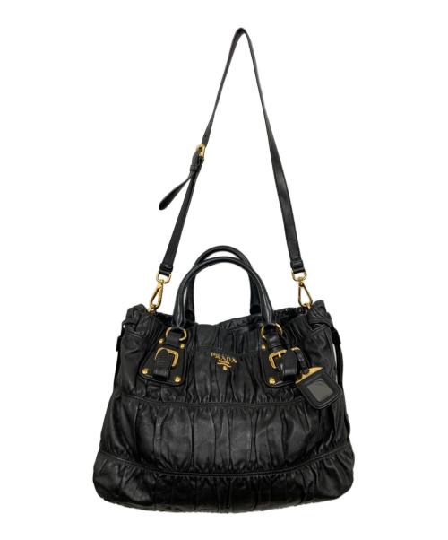 PRADA（プラダ）PRADA (プラダ) nappa gaufreハンドバッグ ブラックの古着・服飾アイテム