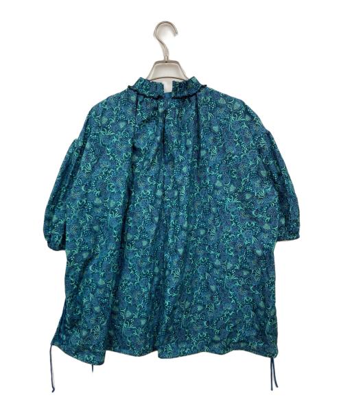 DRAWER（ドゥロワー）Drawer (ドゥロワー) グリーンプリントギャザーブラウス グリーン サイズ:38の古着・服飾アイテム