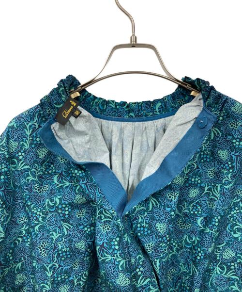 DRAWER（ドゥロワー）Drawer (ドゥロワー) グリーンプリントギャザーブラウス グリーン サイズ:38の古着・服飾アイテム