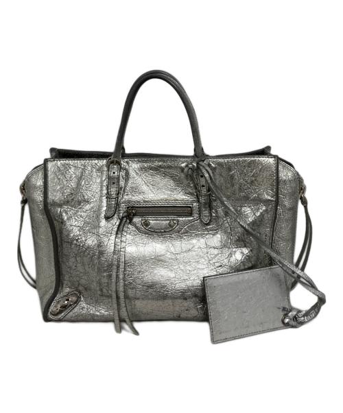 BALENCIAGA（バレンシアガ）BALENCIAGA (バレンシアガ) ペーパーミニ 2WAY ハンドバッグ シルバーの古着・服飾アイテム
