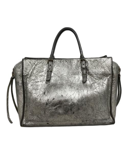 BALENCIAGA（バレンシアガ）BALENCIAGA (バレンシアガ) ペーパーミニ 2WAY ハンドバッグ シルバーの古着・服飾アイテム