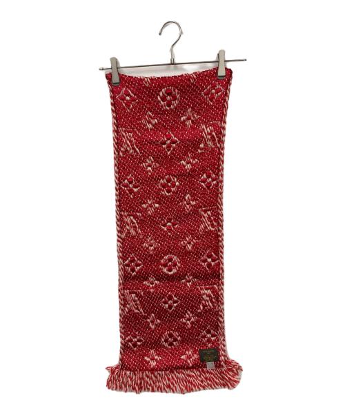LOUIS VUITTON（ルイ ヴィトン）LOUIS VUITTON (ルイ ヴィトン) エシャルプ・ロゴマニア マフラー レッド×ホワイトの古着・服飾アイテム