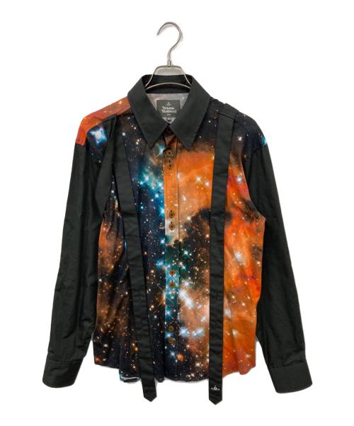 Vivienne Westwood（ヴィヴィアンウエストウッド）Vivienne Westwood (ヴィヴィアンウエストウッド) サスペンダーシャツ ブラック×オレンジ サイズ:44の古着・服飾アイテム