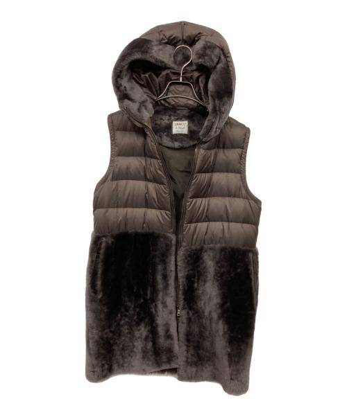 EMMETI（エンメティ）EMMETI (エンメティ) ムートンダウンベスト ブラウン サイズ:40の古着・服飾アイテム